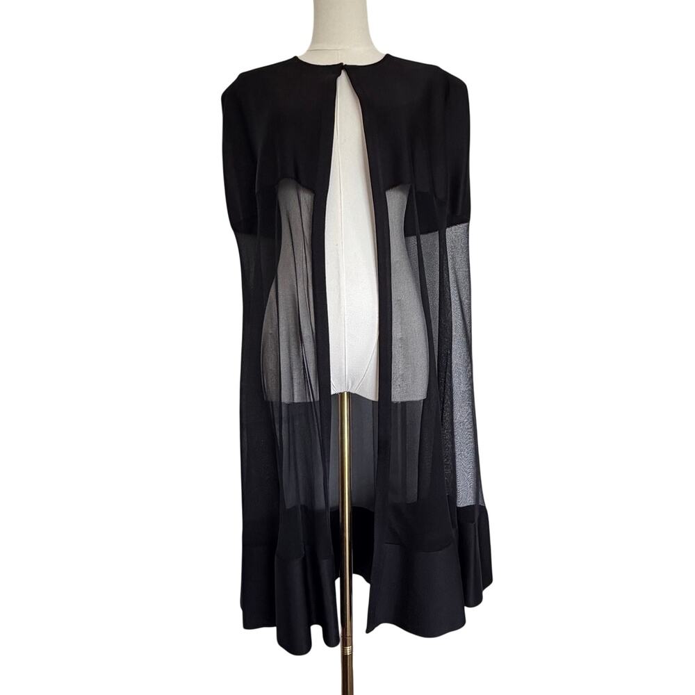 St. John M/L Sheer Layering Cape NWT Black Shawl Quiet Luxury Avant Garde